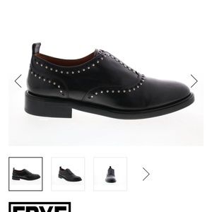 Frye Annie studded black leather oxfords